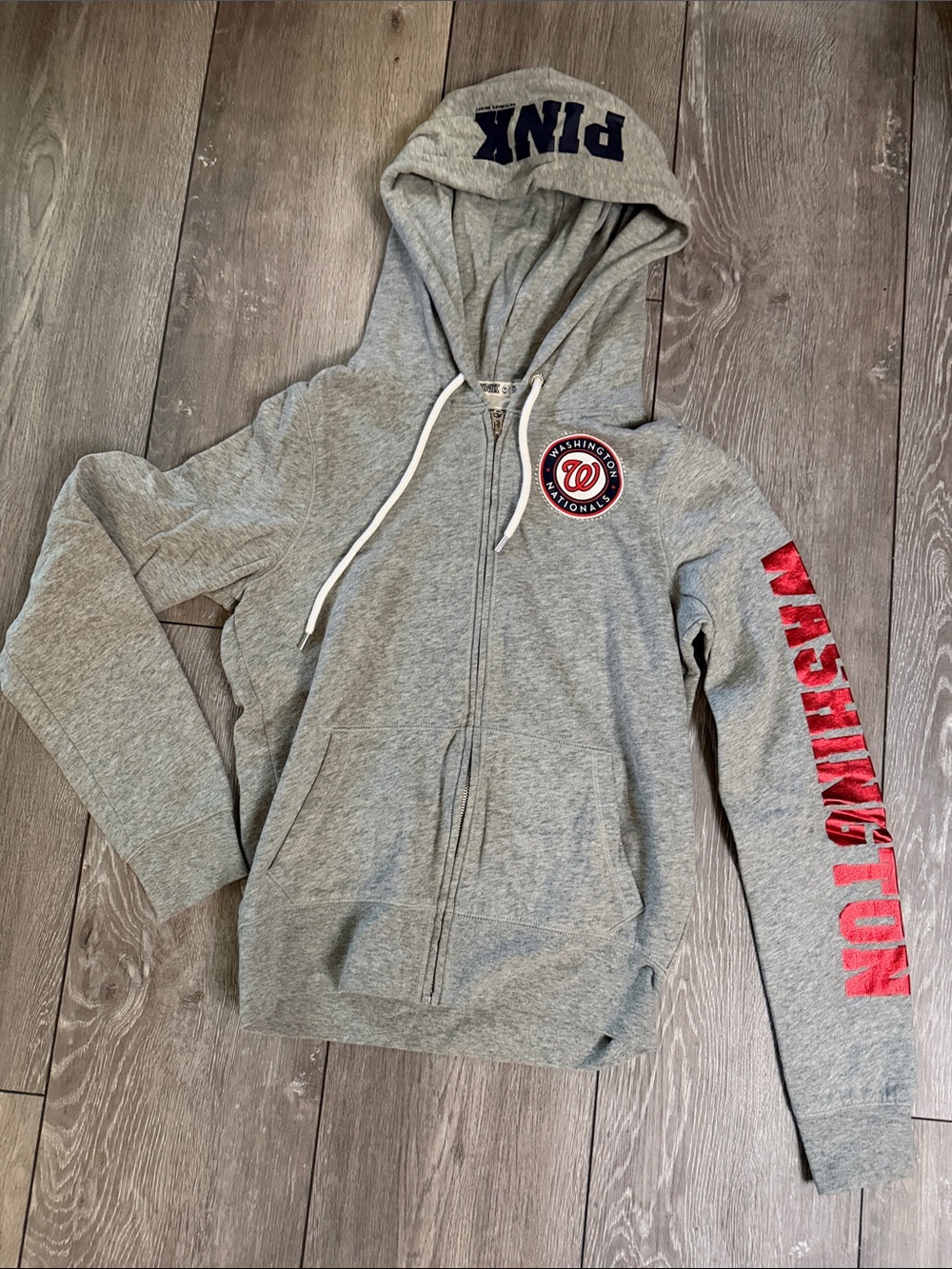 PINK Victoria's Secret Gray Washington Nationals Zip Hoodie